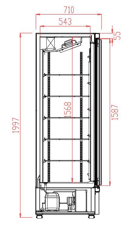 Vue éclatée réfrigérateur une porte en verre noir