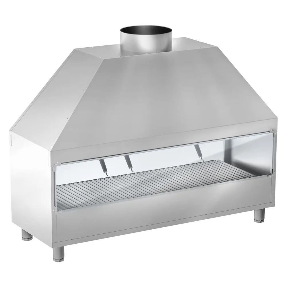 BARBECUE AU CHARBON DE BOIS EN ACIER INOXYDABLE - 1,5M