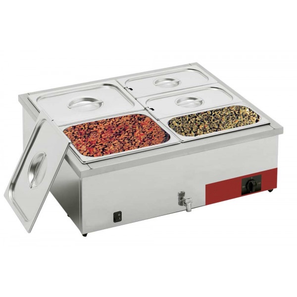 Bain-marie électrique 2 cuves GN 1/1 avec robinet de vidange