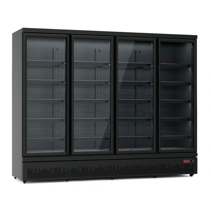 RÉFRIGÉRATEUR 4 PORTES EN VERRE NOIR JDE-2025R BL