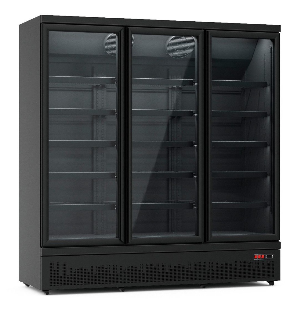 RÉFRIGÉRATEUR 3 PORTES EN VERRE NOIR JDE-1530R BL